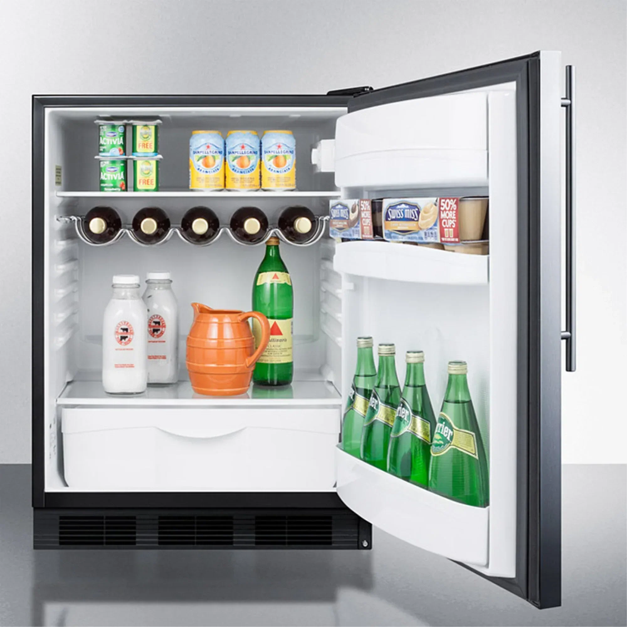 ADA Compliant Built-In Undercounter All-Refrigerator, 32 in Height, 5.5 cu. ft., Stainless Steel Wrapped Door, Black Cabinet - Image 4