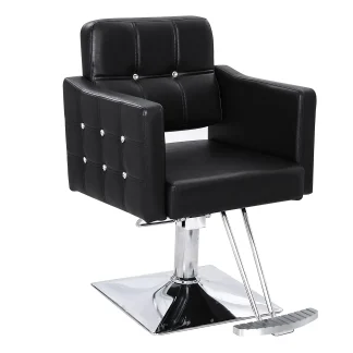 OmySalon Hydraulic Barber Chair, Black - 19.3 Inch Wide, 330Lbs Capacity