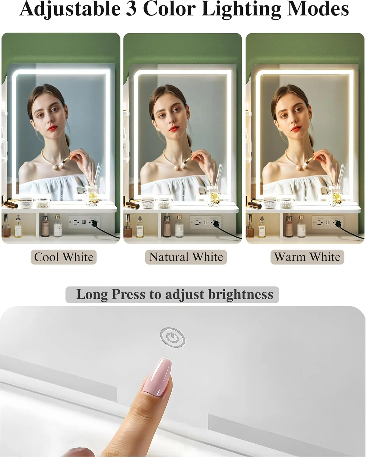 Fixwal Small Makeup Vanity Table with LED Mirror, 4 Drawers & Charging Station, White - Image 13