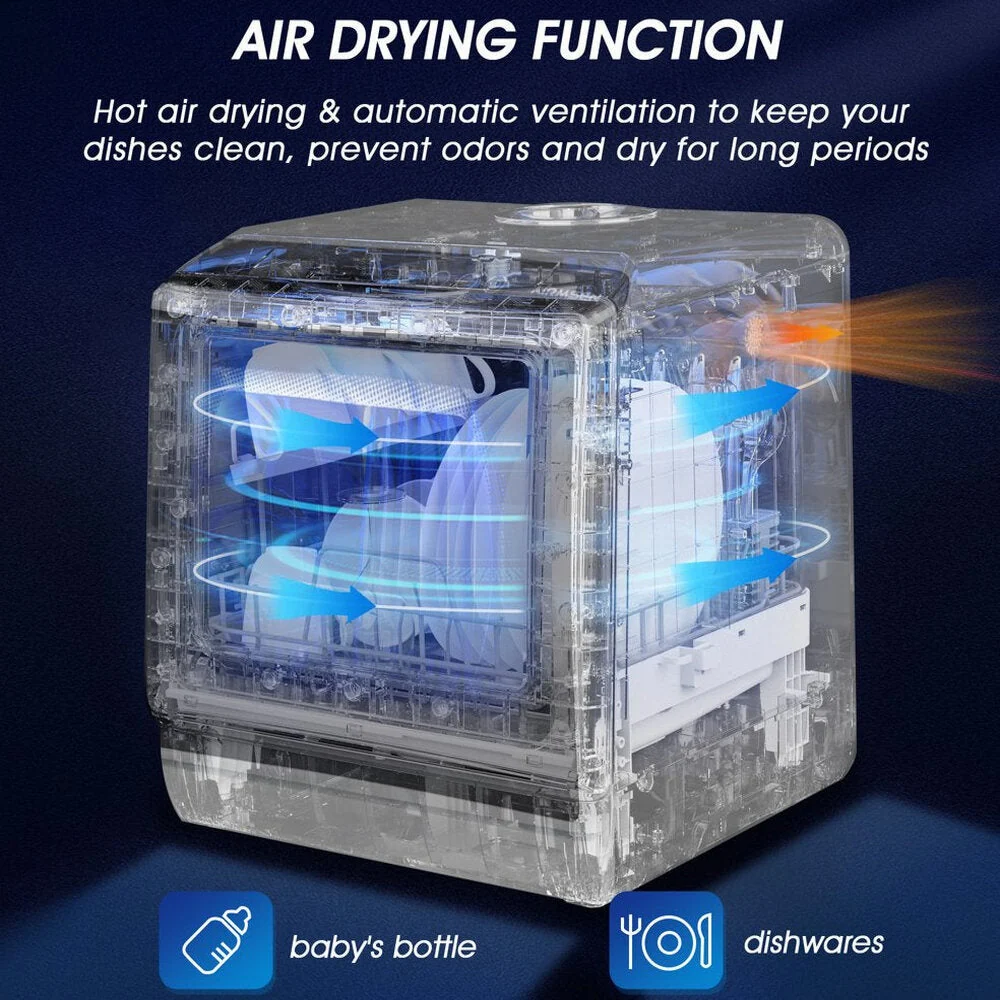 AIRMSEN Portable Countertop Dishwasher, 5-Liter Built-In Water Tank, 5 Washing Programs - AE-TDQR03 - Image 6