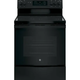 GE 30-Inch Black Freestanding Electric Range With Dual-Element Cooktop And Self-Cleaning Convection Oven