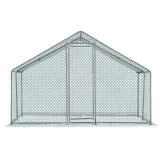 10 x 10 ft Metal Chicken Coop Walk-In Poultry Cage With Waterproof Cover