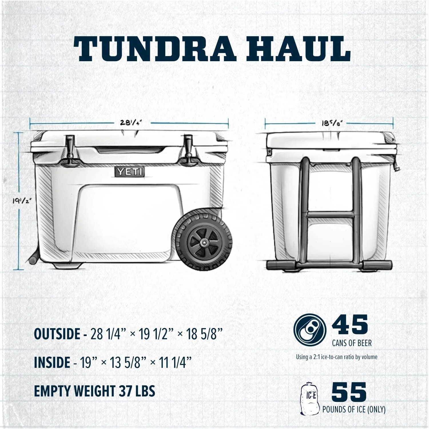 YETI Tundra Haul Wheeled Cooler, Navy - Image 5