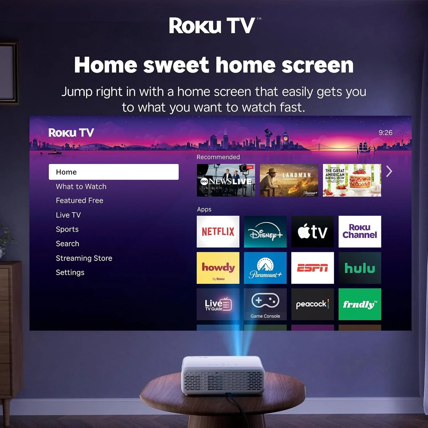 Aurzen Roku TV Smart Projector with Wifi and Bluetooth, Roku Streaming Experience Built-in - Image 4