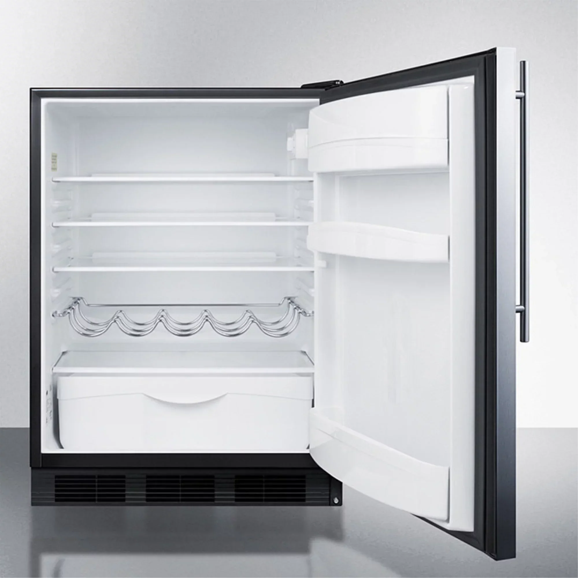 ADA Compliant Built-In Undercounter All-Refrigerator, 32 in Height, 5.5 cu. ft., Stainless Steel Wrapped Door, Black Cabinet - Image 3
