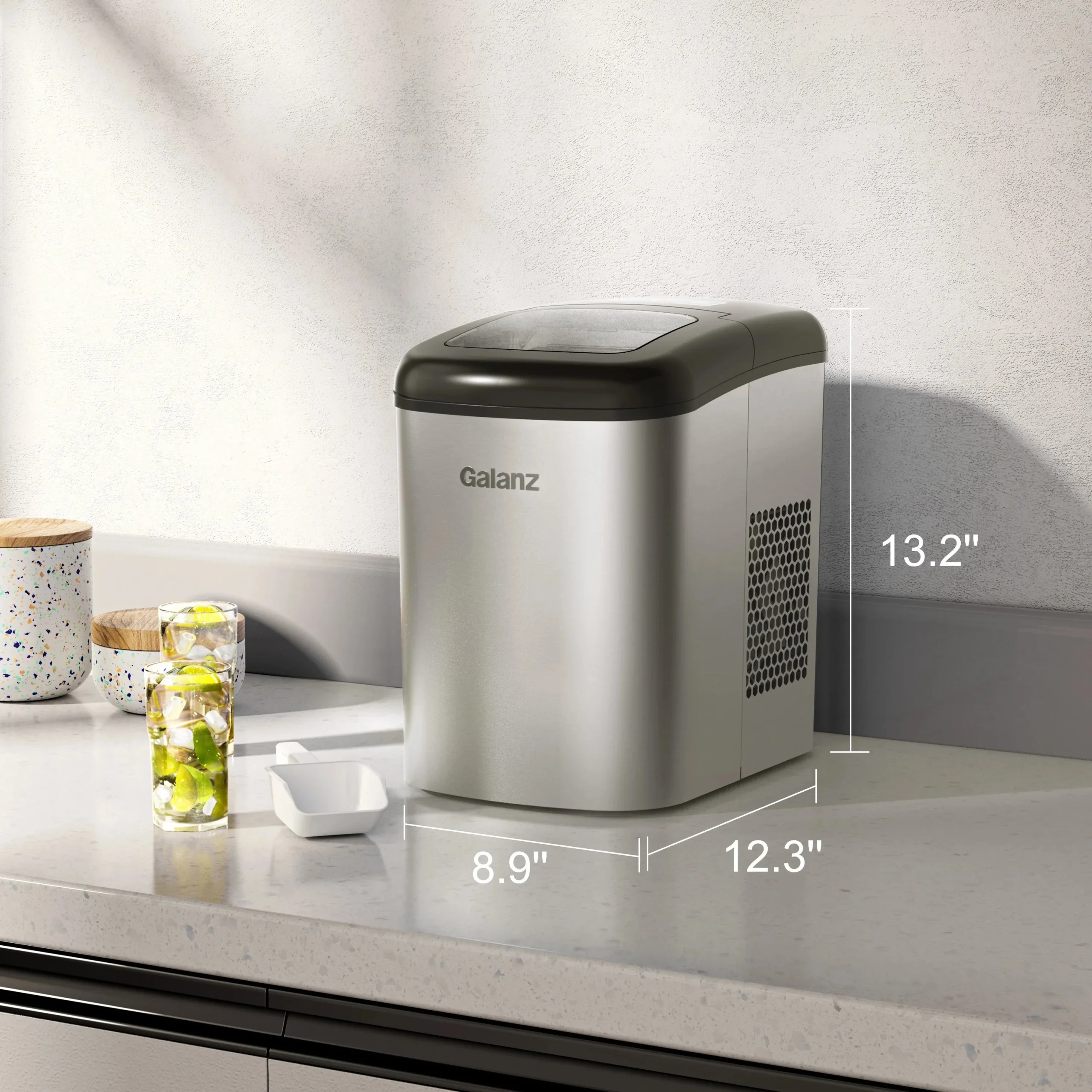 Galanz Portable Countertop Ice Maker, 26 lbs in 24 Hours, 9 Bullet Cubes in 9 Minutes, 2 Ice Sizes, 2.1 L, Retro Red - Image 8